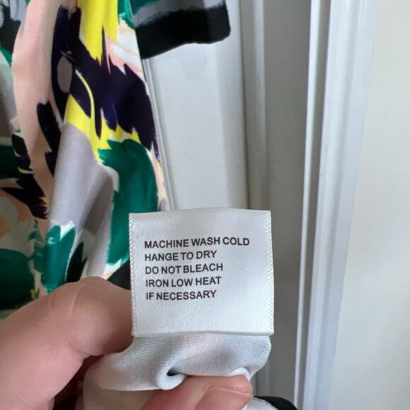 JEAN PIERRE KLIFA Daphne Sheath Dress Yellow Green Size Medium Abstract Bright - Picture 5 of 7